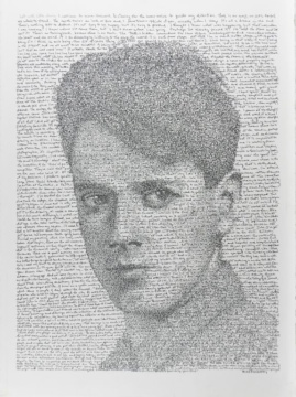 Calligraphic Portrait of Fred Ross (Youth) by Herzl Kashetsky